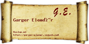 Garger Elemér névjegykártya